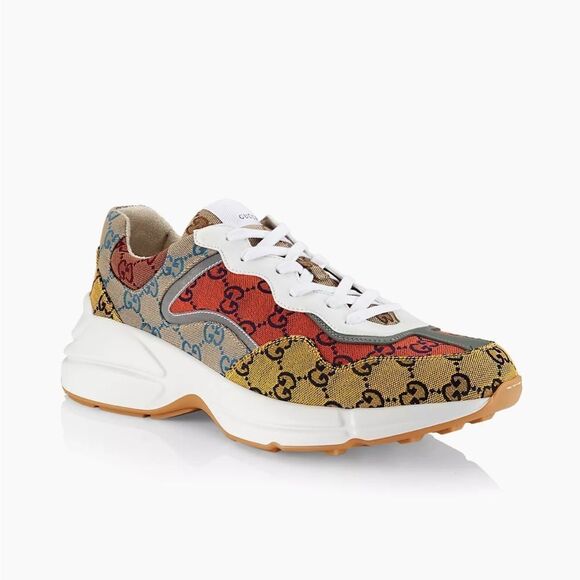 Gucci Mens Rython Multicolor Sneakers  GG Canvas 9 - Picture 2 of 14